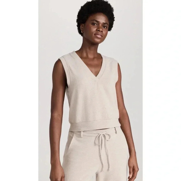 NWT Donni Sweater Vest Knit Sleeveless Tank V Neck Relaxed  in Heathered Oat XL - Picture 13 of 13